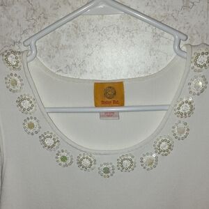 Ruby Rd White Embellished Fitted Tank Top